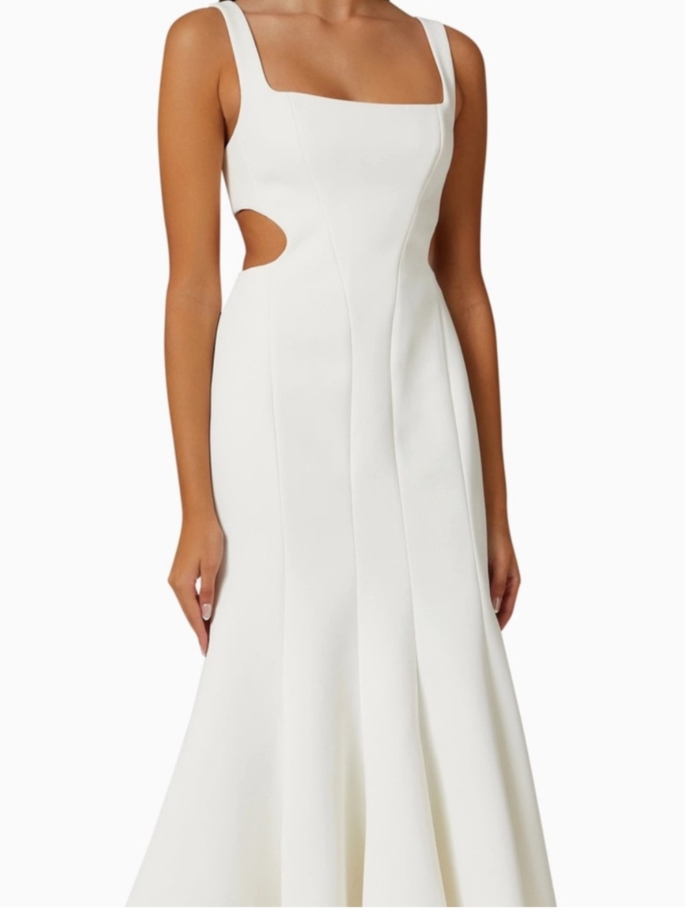 Acler Ivory Square-Neck Cutout Maxi Dress